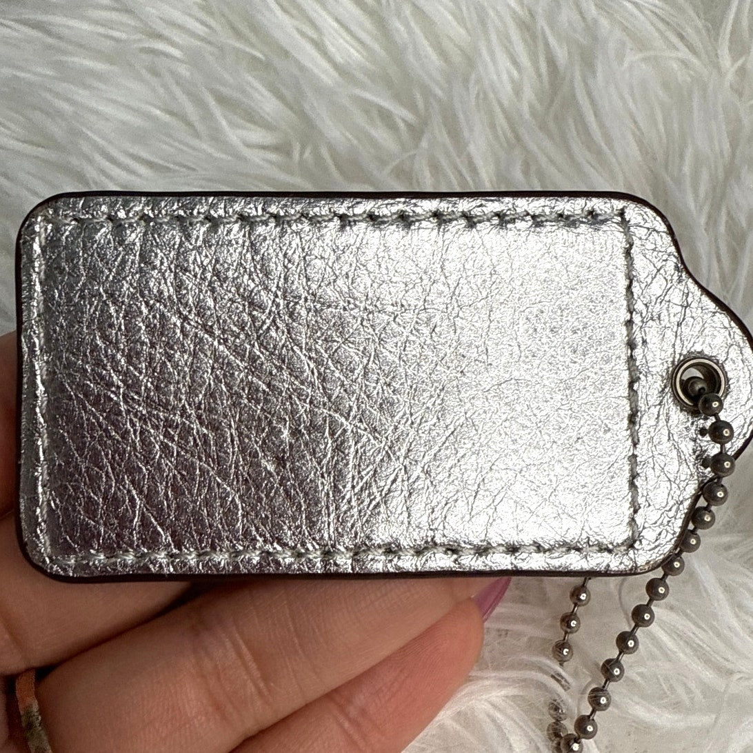 2.5" COACH Silver Fob Bag Charm Hang tag Hangtag