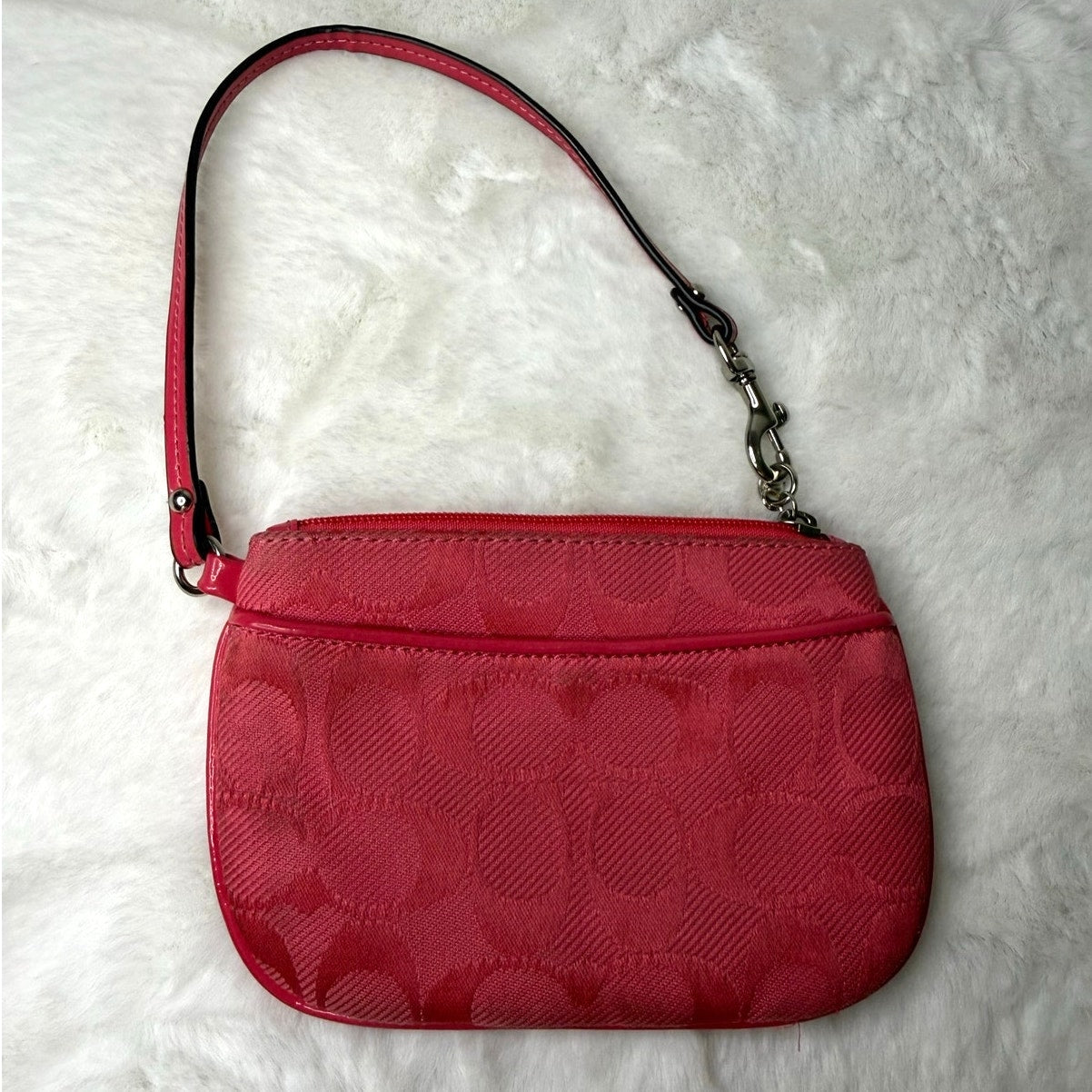 COACH Pink Signature Canvas Wristlet