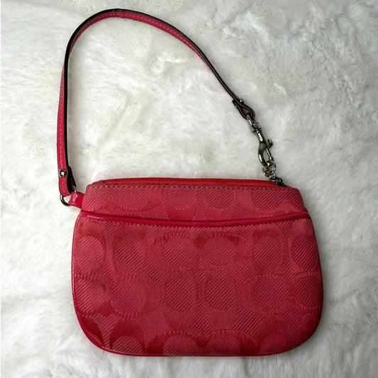 COACH Pink Signature Canvas Wristlet