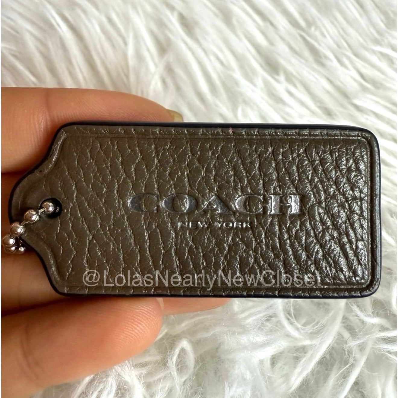 2" COACH Charcoal Gray Fob Bag Charm Hang tag Hangtag