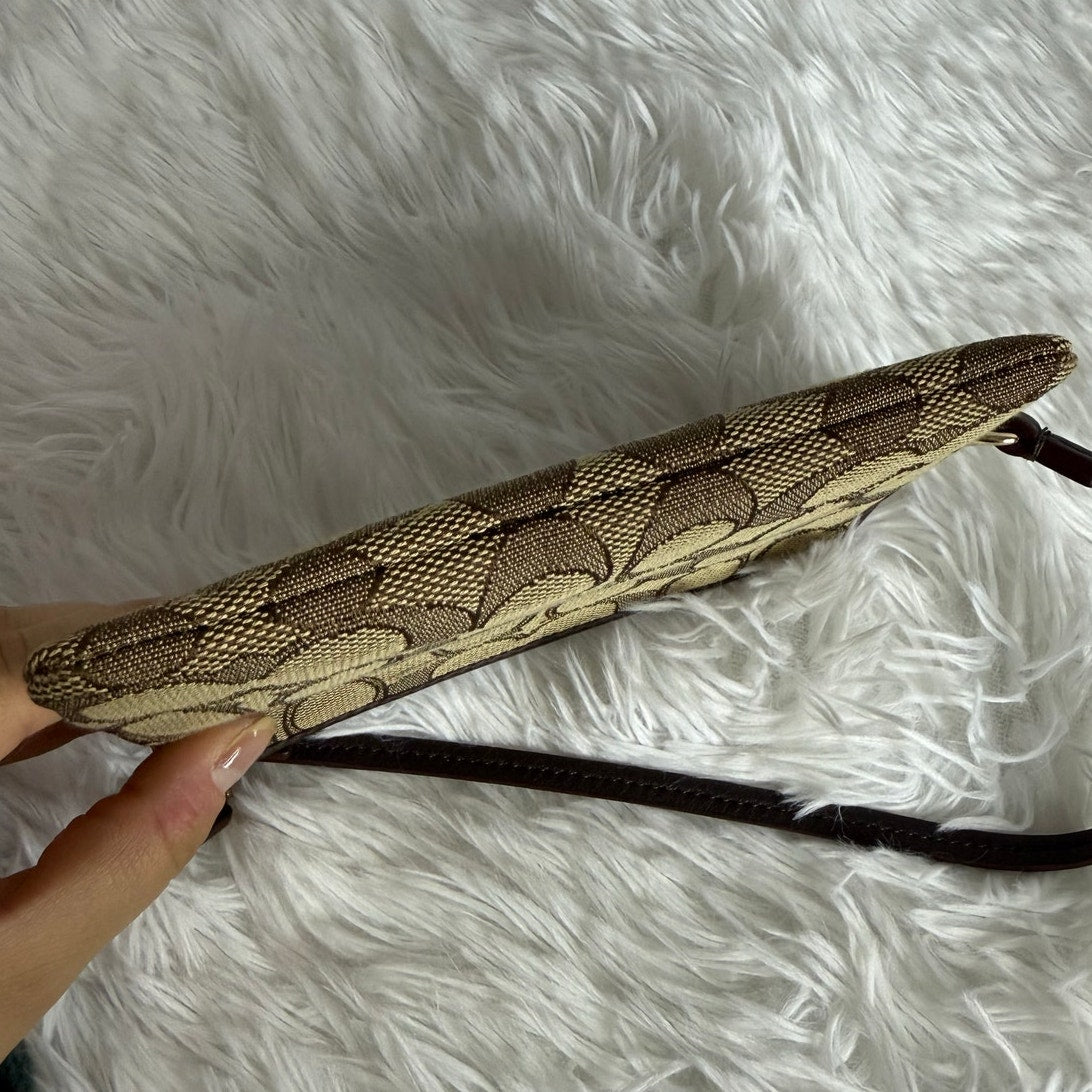 COACH Brown Signature Canvas Wristlet