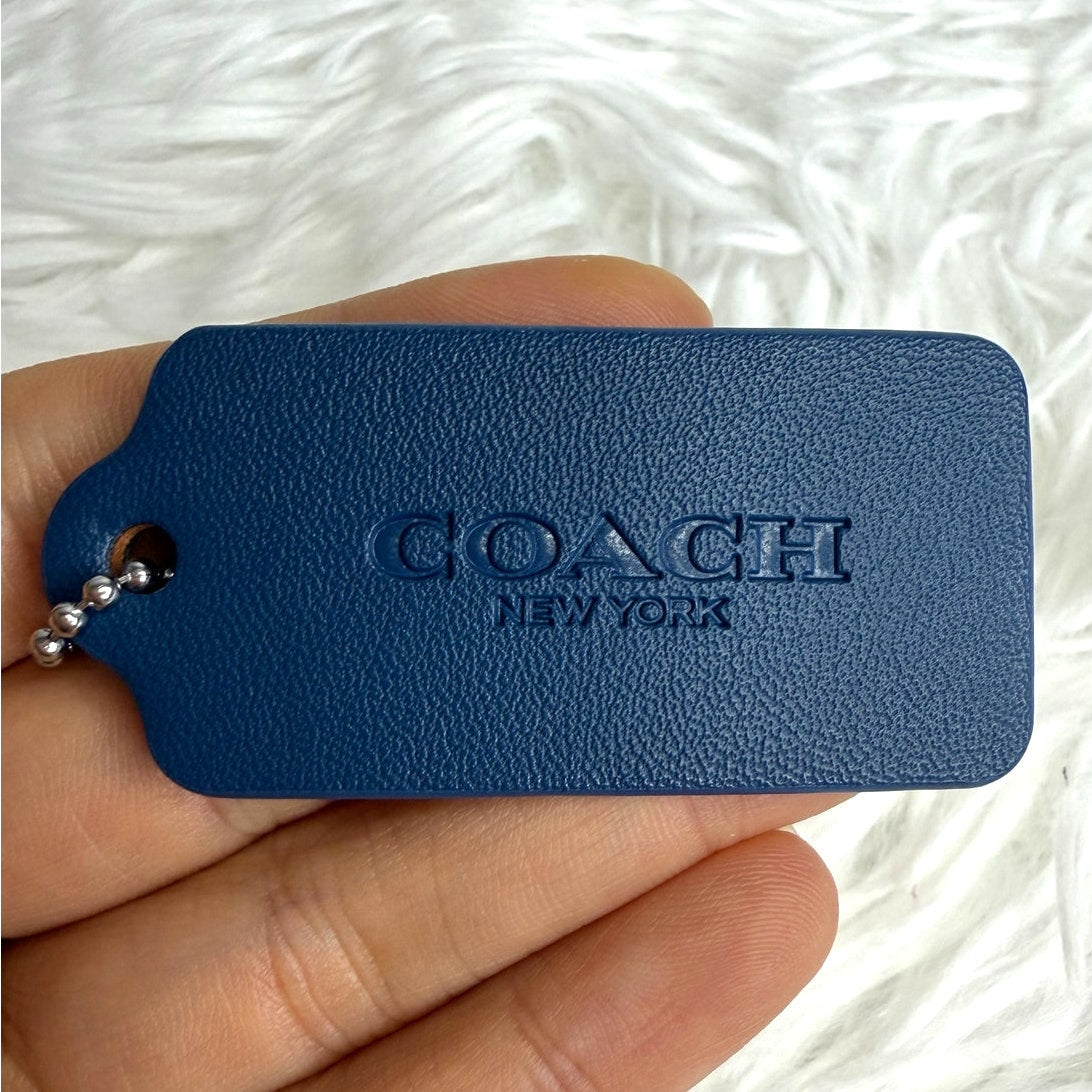 2" COACH Blue Fob Bag Charm Hang tag Hangtag
