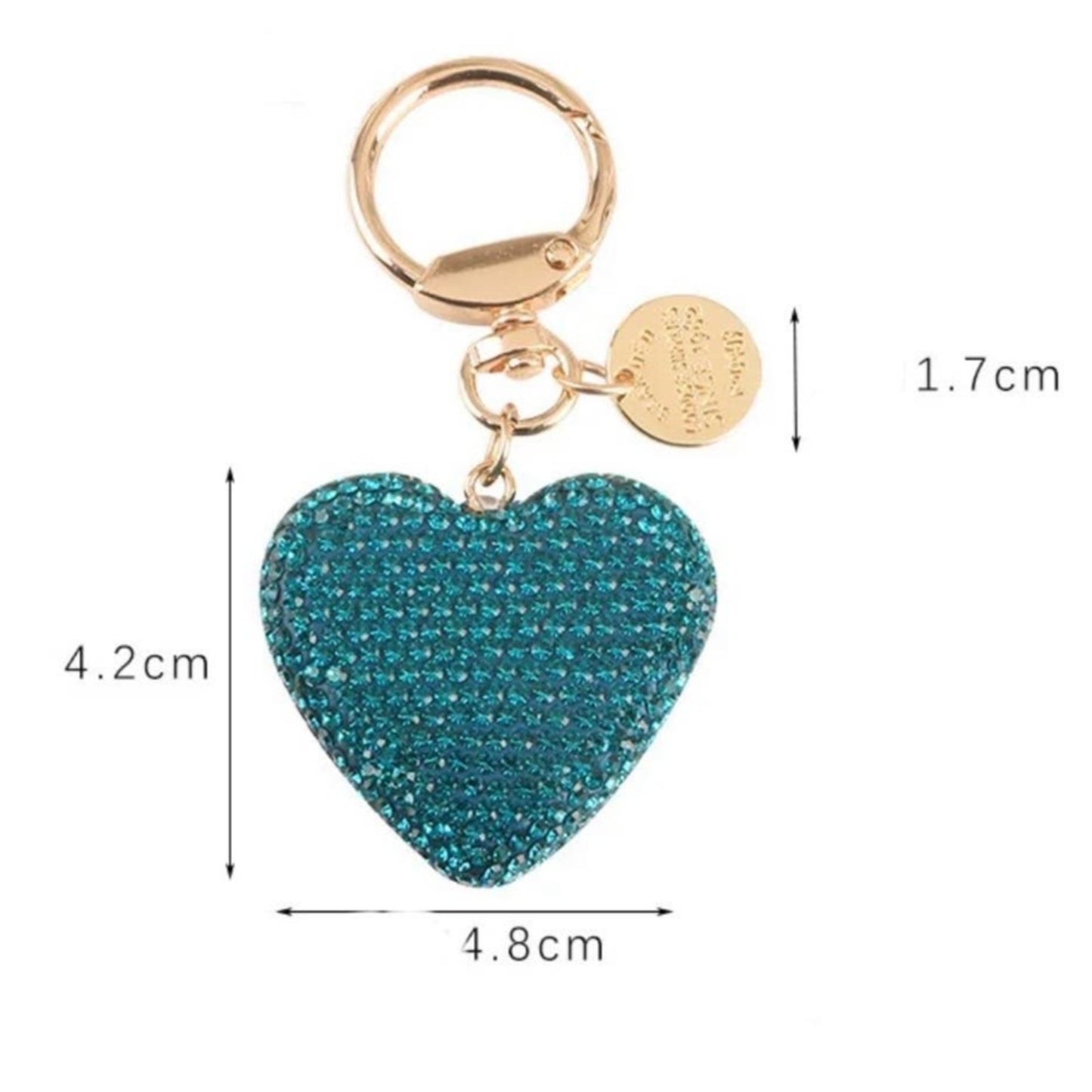 GOLD (1) Rhinestone Heart Keychain Couple Peach Crystal Handbag Purse charm