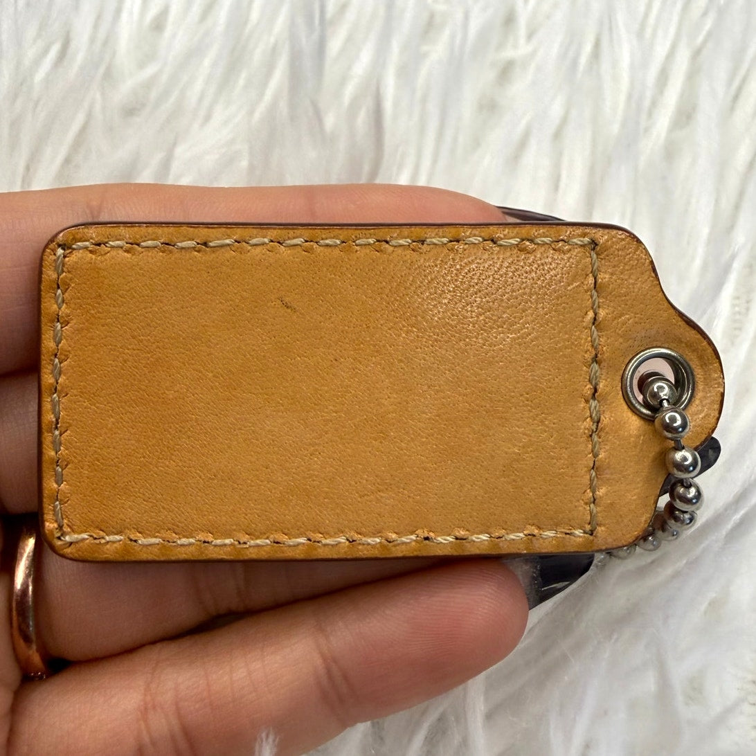 2" COACH Tan Fob Bag Charm Hang tag Hangtag