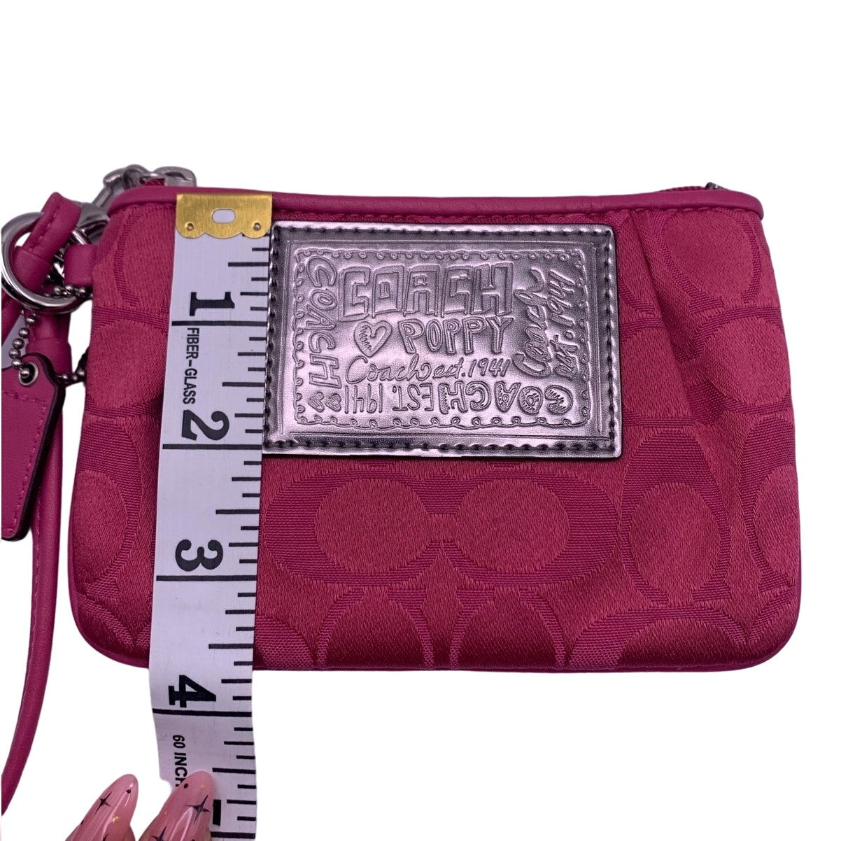 COACH Poppy Pink Silver Wristlet