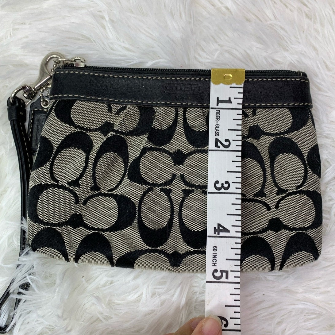 COACH Black Gray Signature Canvas Wristlet