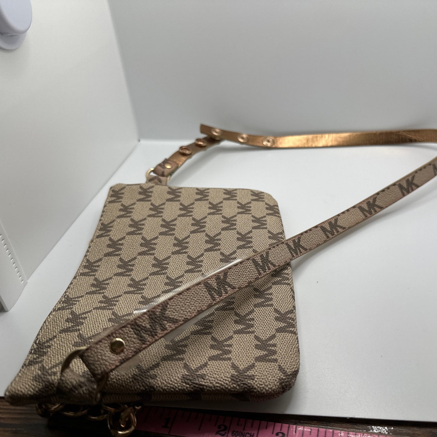 MICHAEL KORS Gold Signature with Chain Belt Bag