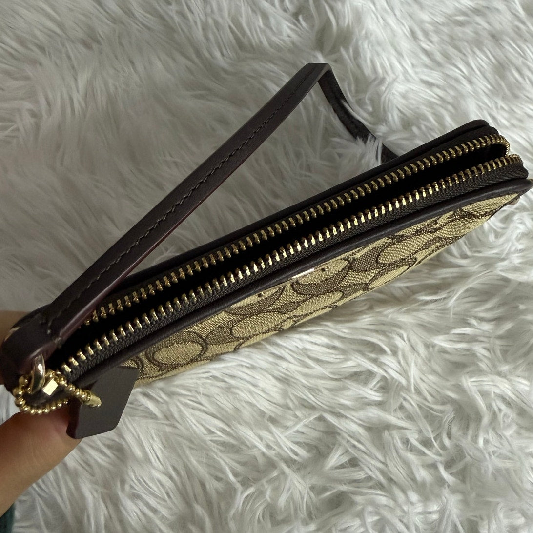 COACH Brown Signature Canvas Wristlet