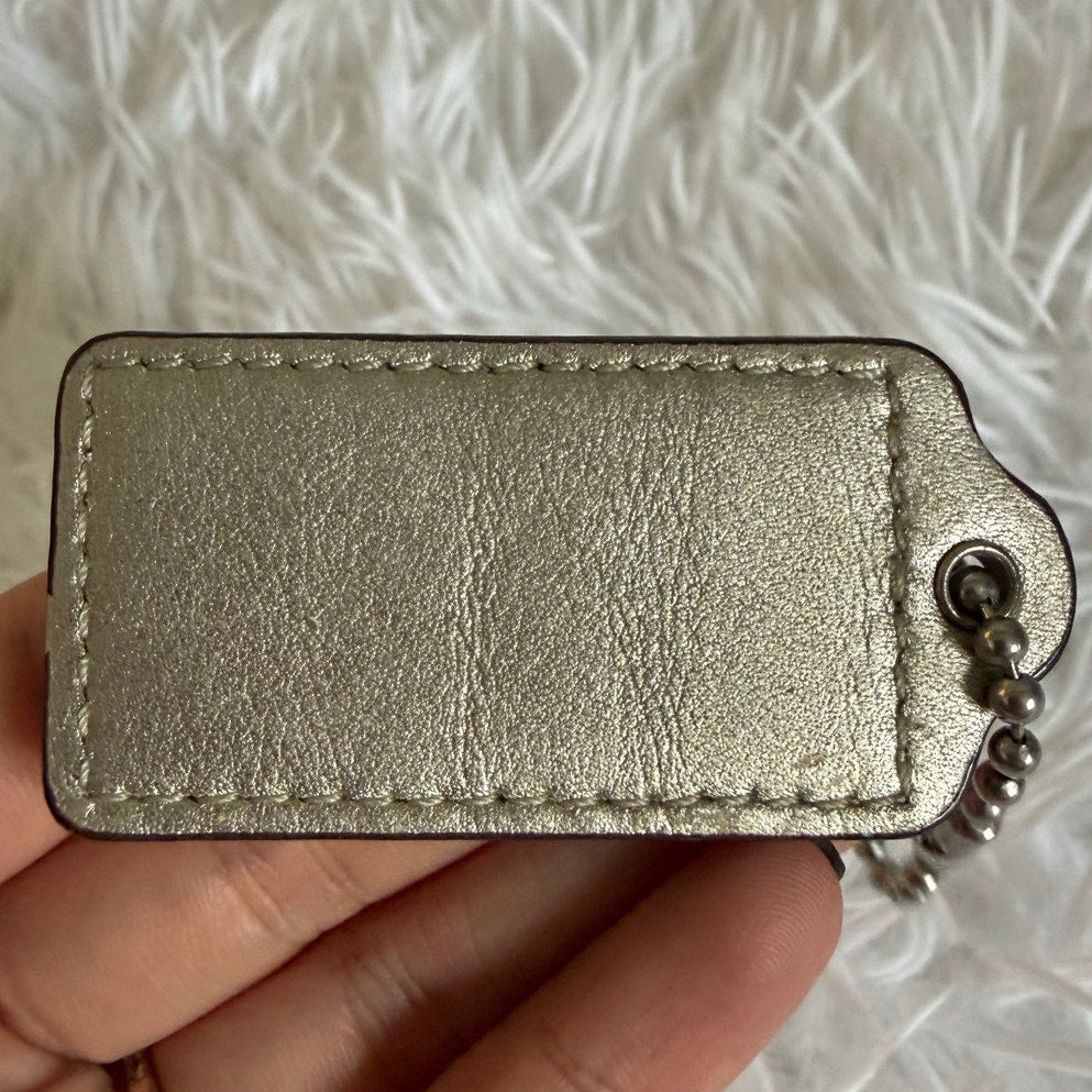 2"  COACH Silver Fob Bag Charm Hang tag Hangtag