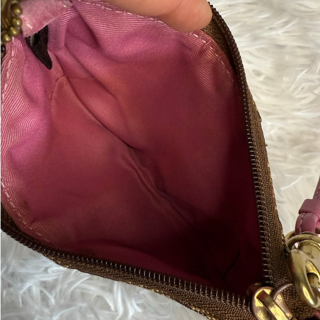 y2k COACH Pink Brown Signature Wristlet