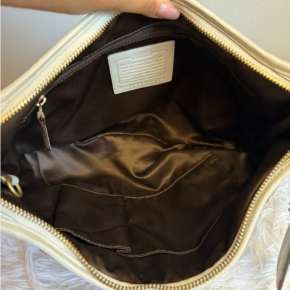 y2k COACH Brown Cream Signature Ergo Hobo Shoulder Bag