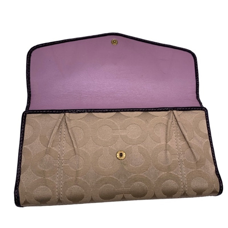 COACH Brown Khaki Canvas Signature Wallet