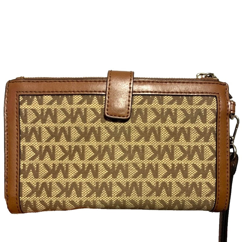 Michael Kors Brown Tan Signature Jet Set Wallet w/ Phone Holder