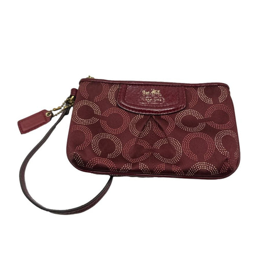 COACH Burgundy / red Signature Canvas Wristlet