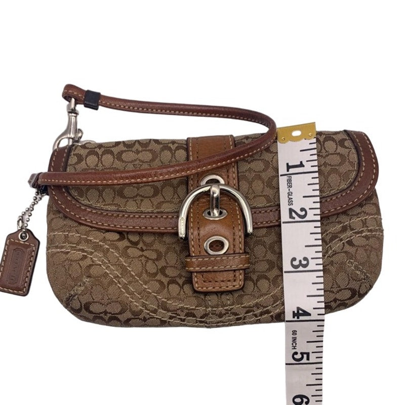 COACH Brown Signature Canvas Wristlet