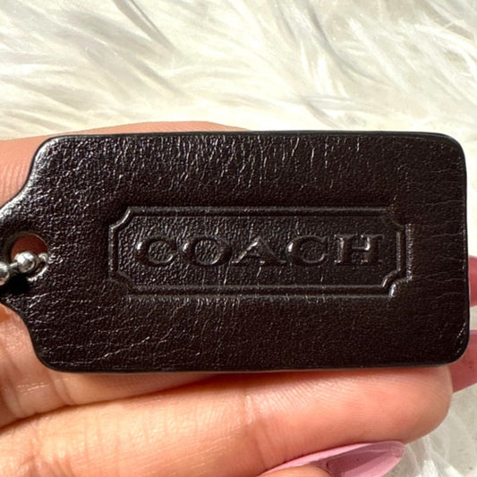 2" COACH Brown Fob Bag Charm Hang tag Hangtag
