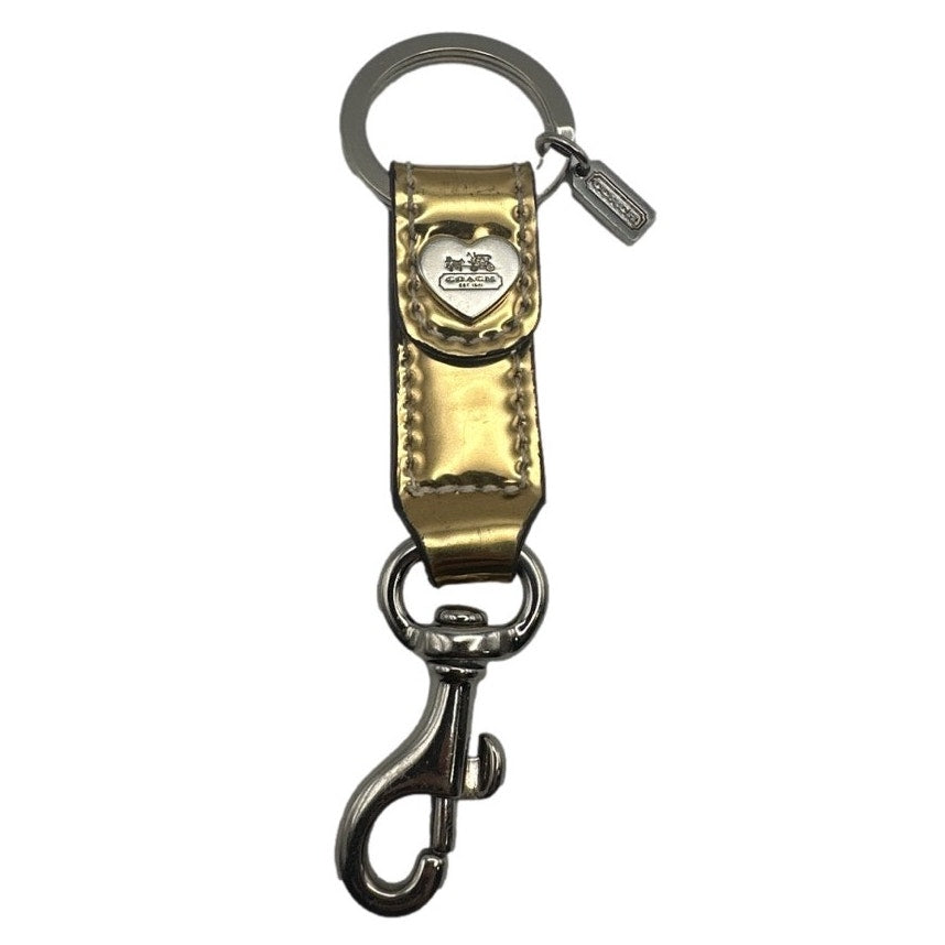 y2k COACH Poppy Gold Patent Leather Heart Bag Charm