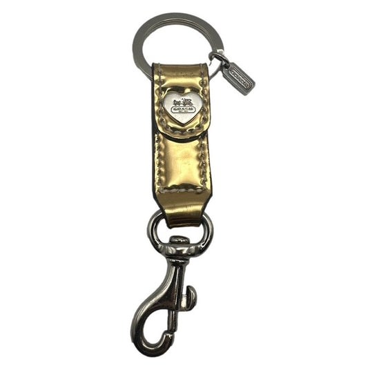 y2k COACH Poppy Gold Patent Leather Heart Bag Charm