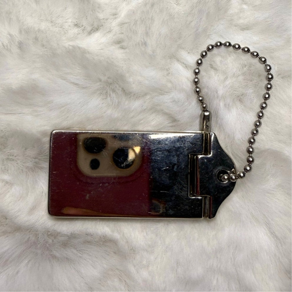 Vintage COACH Orange Silver Bag Charm Fob Hang tag Hangtag