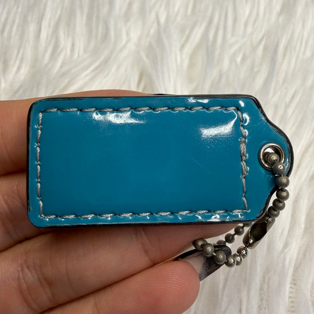 1.5" COACH Blue Fob Bag Charm Hang tag Hangtag