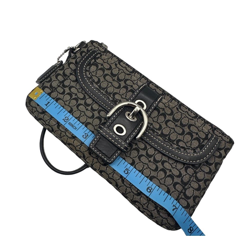 COACH Black and Gray Signature Canvas Wristlet