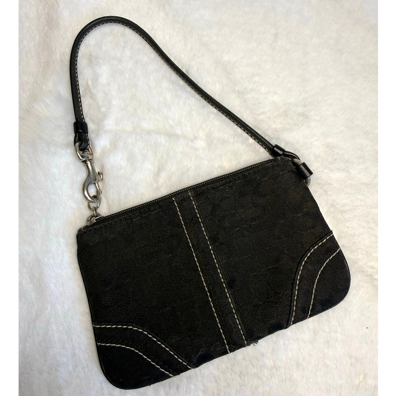 SALE COACH Black Signature Canvas Wristlet