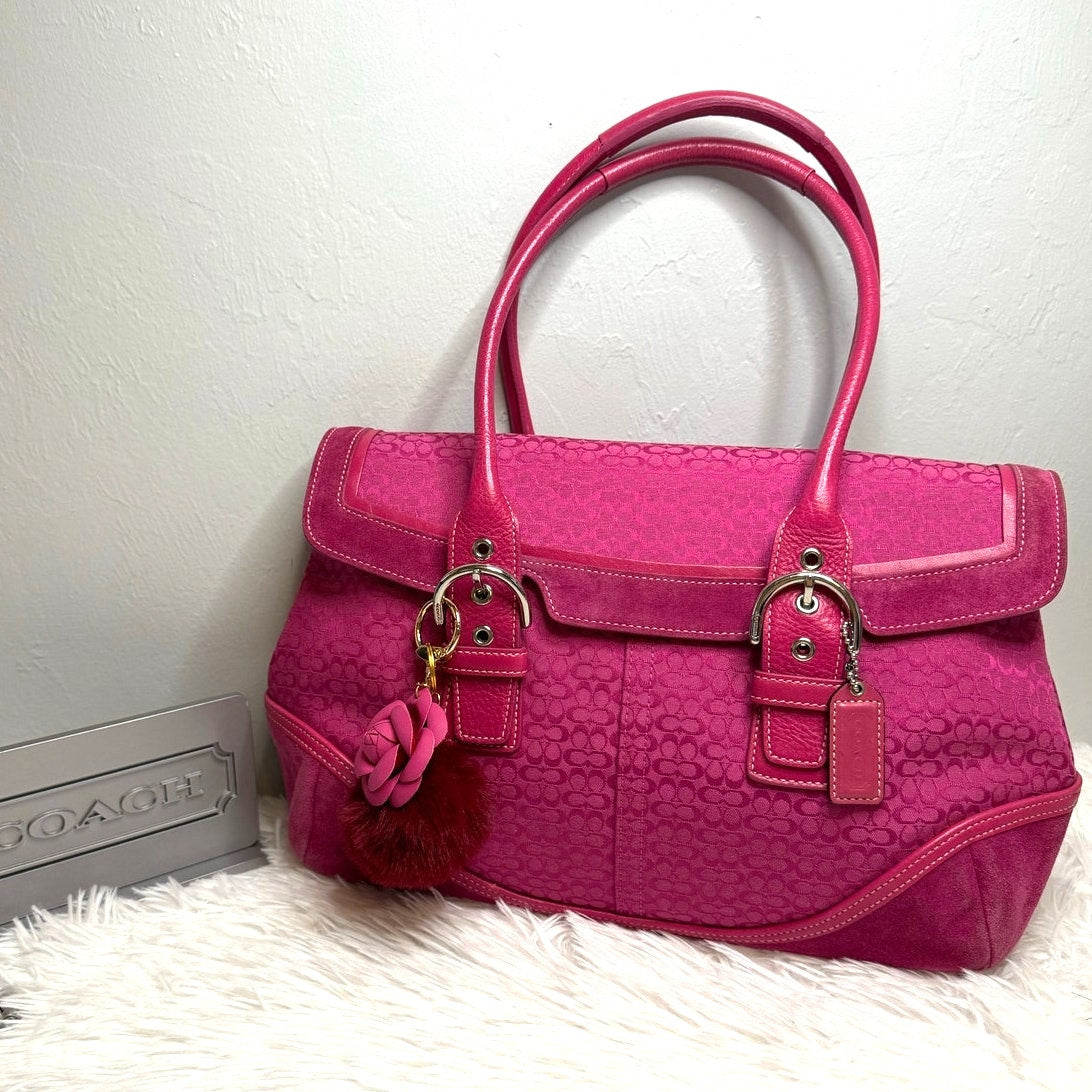 y2k COACH Vintage 2004 Pink Hampton SOHO Flap Satchel