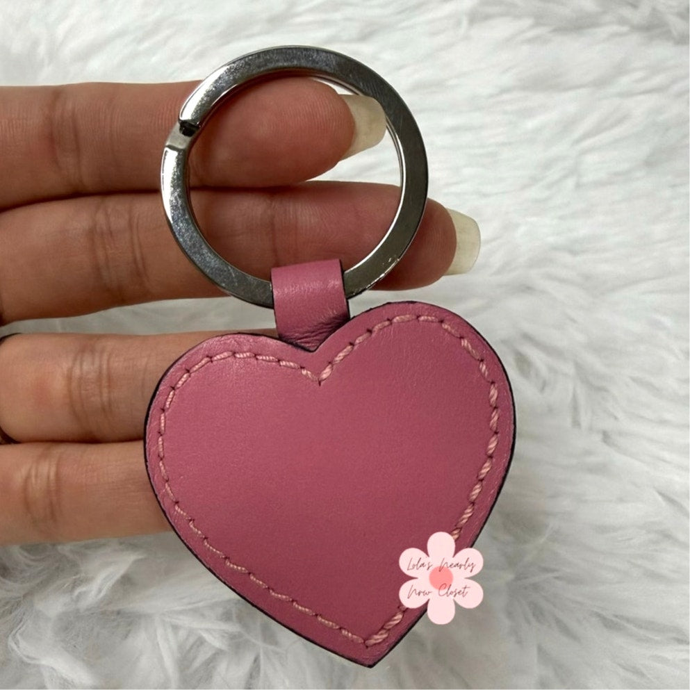 2" y2k Coach Pink Heart Bag Charm Key Fob