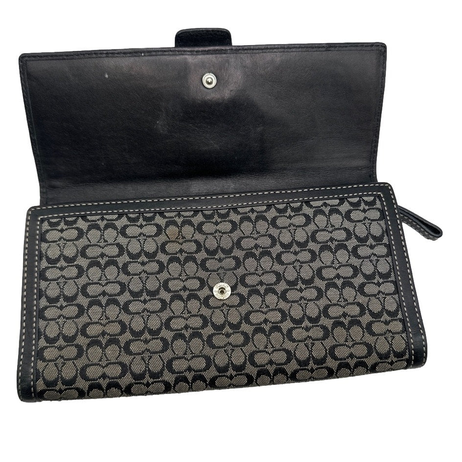 Vintage COACH y2k Soho Black  Gray Buckle Signature Canvas Wallet