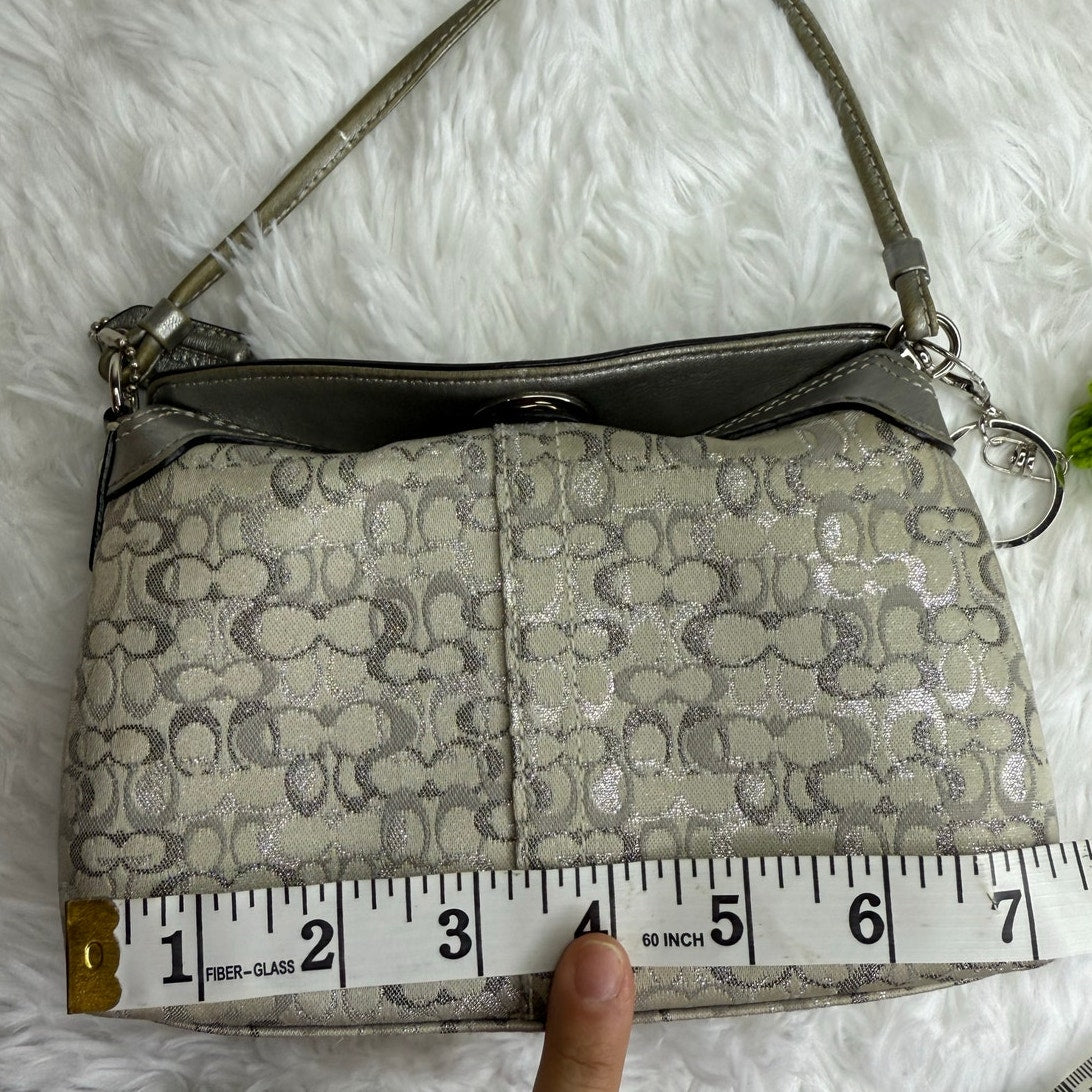 y2k COACH Silver Gray Signature Canvas Mini Purse / Wristlet