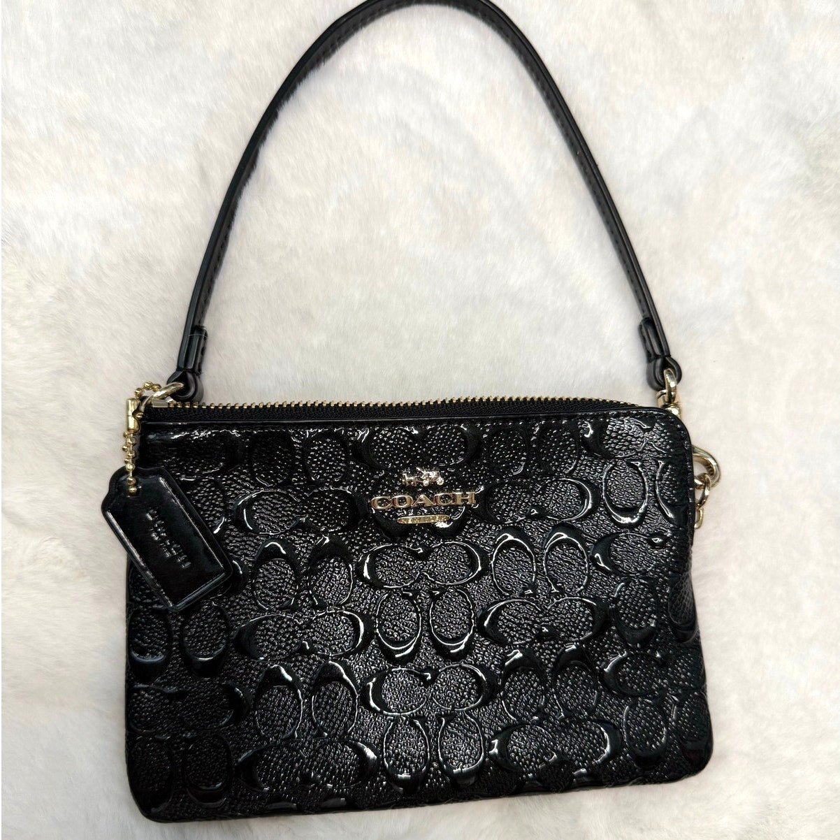 Coach Corner Zipper Black Wristlet