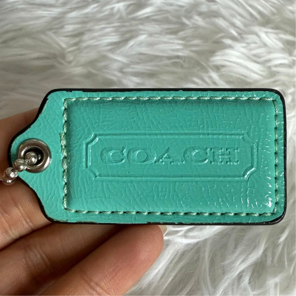 2.5" COACH Turquoise Fob Bag Charm Hang tag Hangtag
