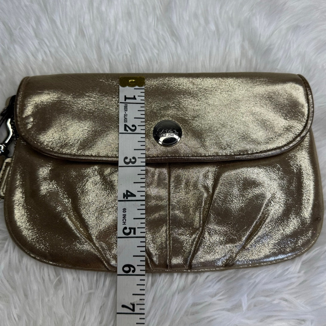 COACH Madison Flap Gold Metallic Wristlet