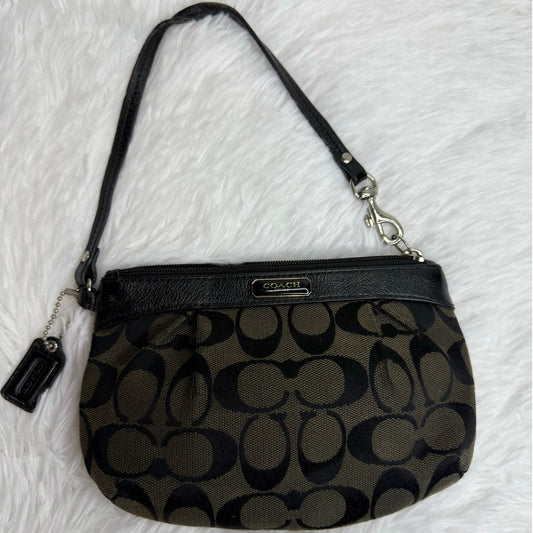 SALE COACH Black Signature Canvas Wristlet