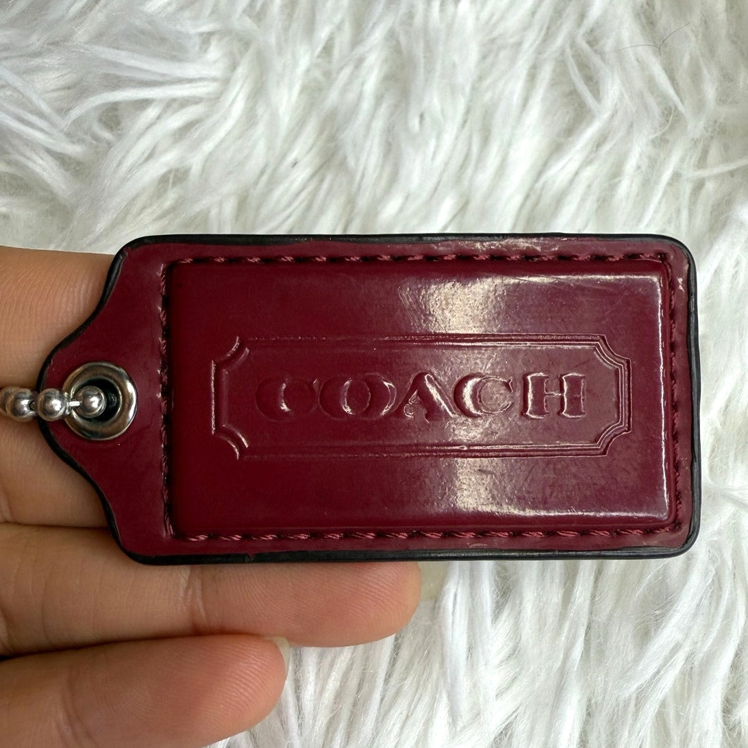 2" COACH Dark Red Fob Bag Charm Hang tag Hangtag