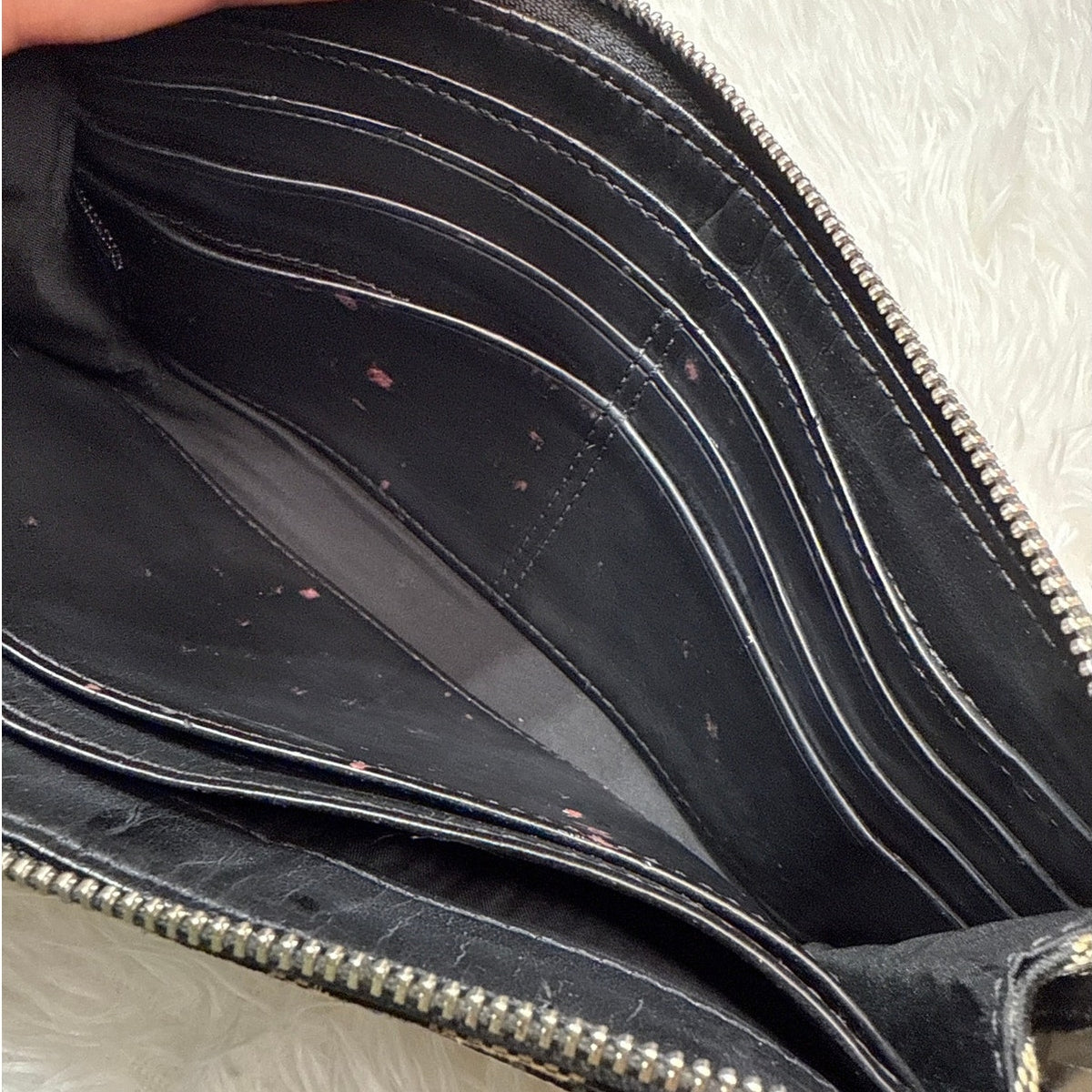 COACH Black Gray Signature Canvas Wallet Wristlet