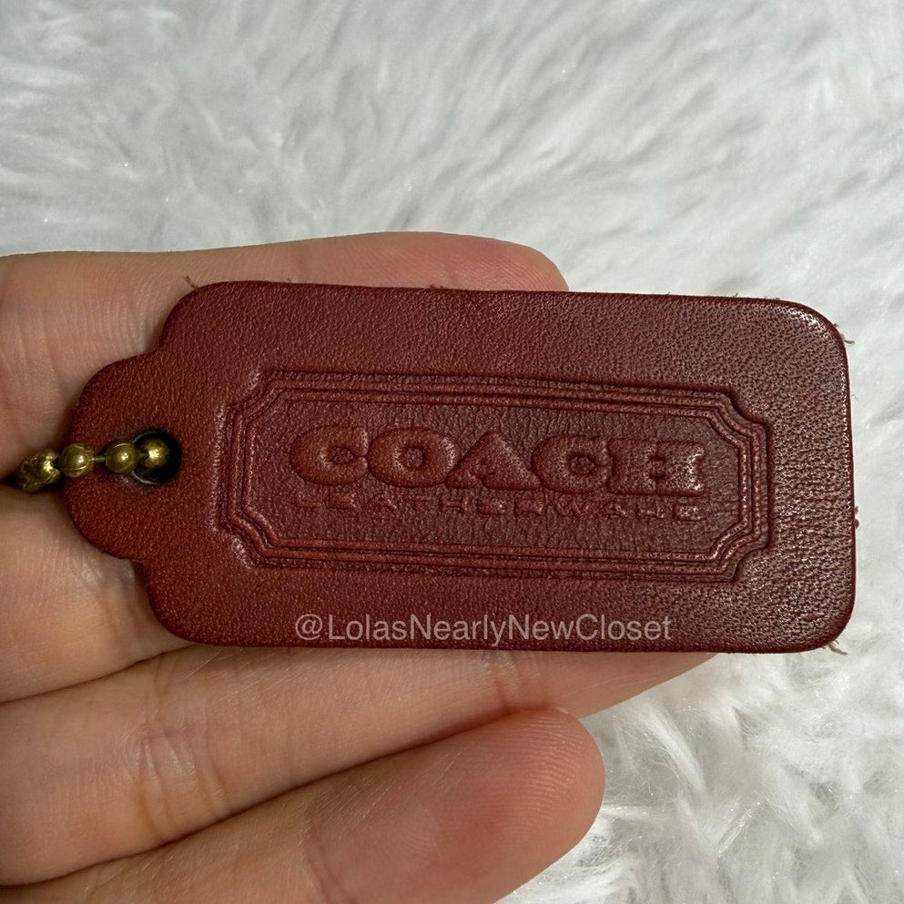 2" Vintage COACH Bordeaux Fob Bag Charm Hang tag Hangtag