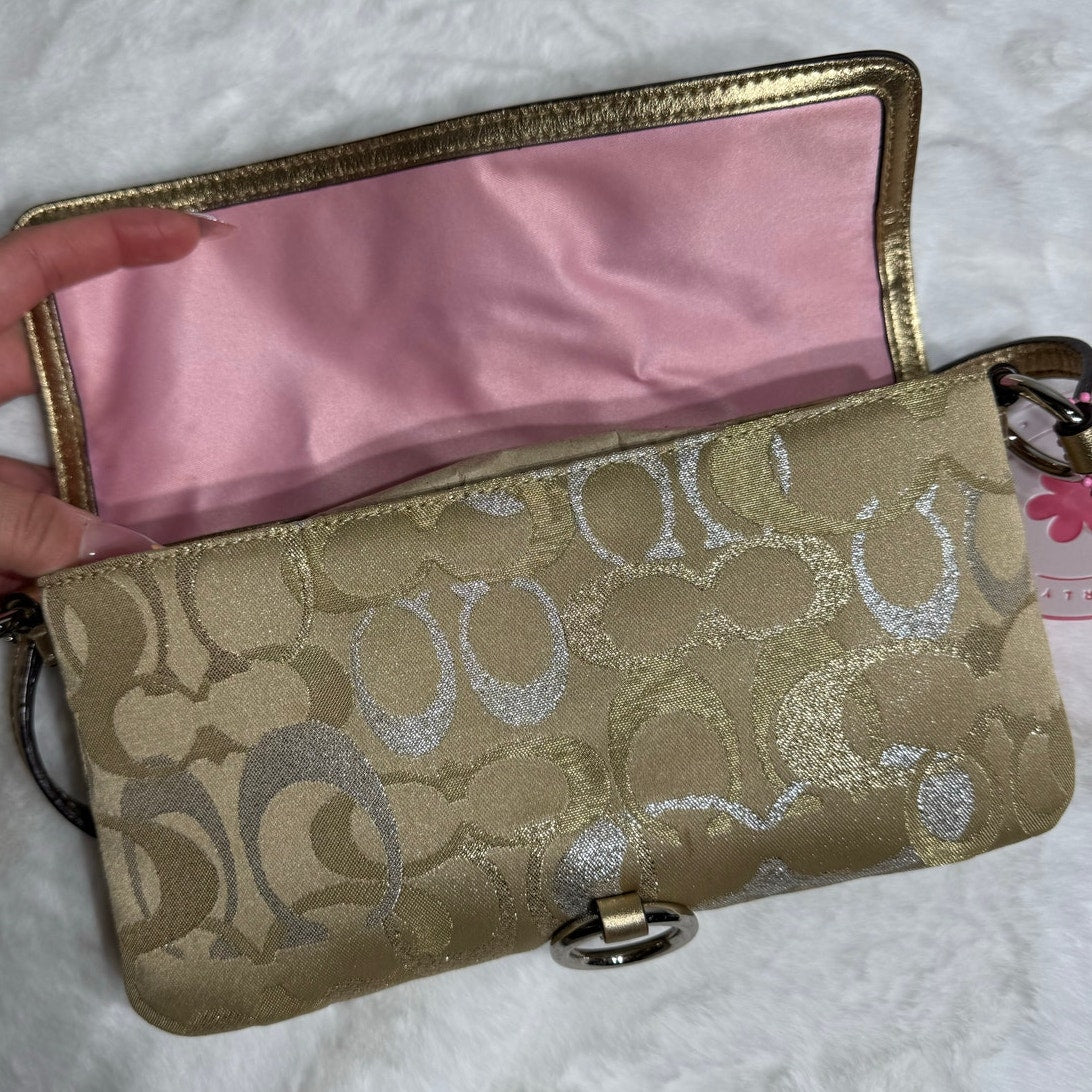 y2k COACH Vintage Demi Metallic Gold Silver Mini Purse