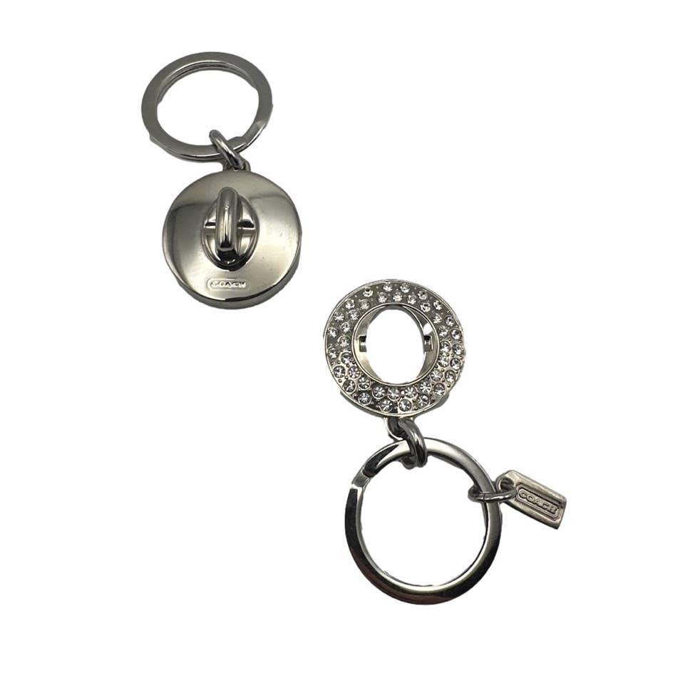 COACH silver-tone turn-lock crystal key fob / Bag Charm