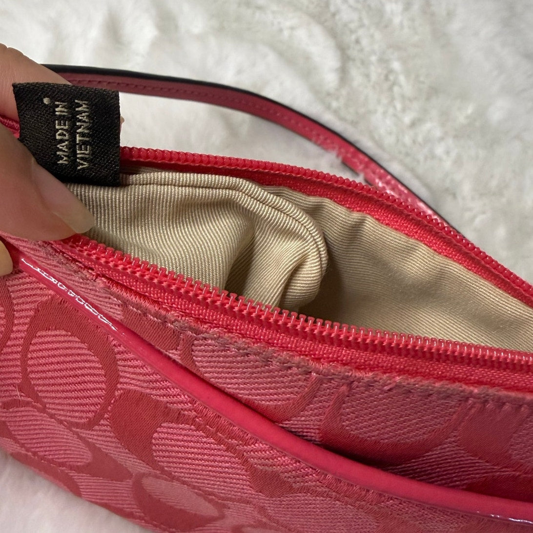COACH Pink Signature Canvas Wristlet