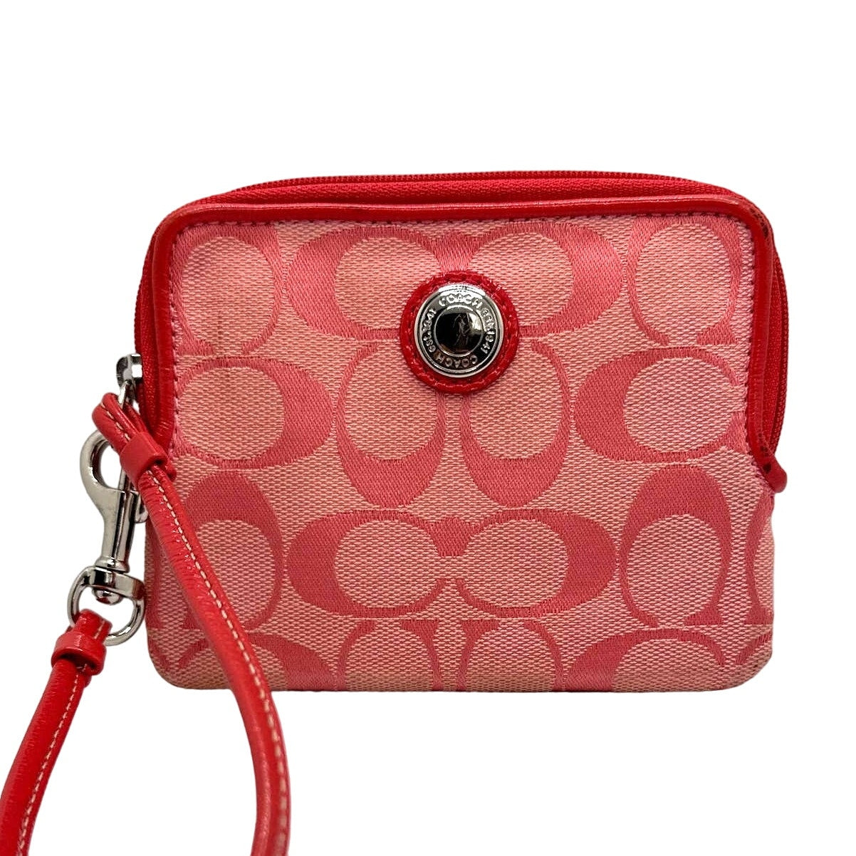 COACH Pink Signature Canvas Wristlet w/ Card Slot