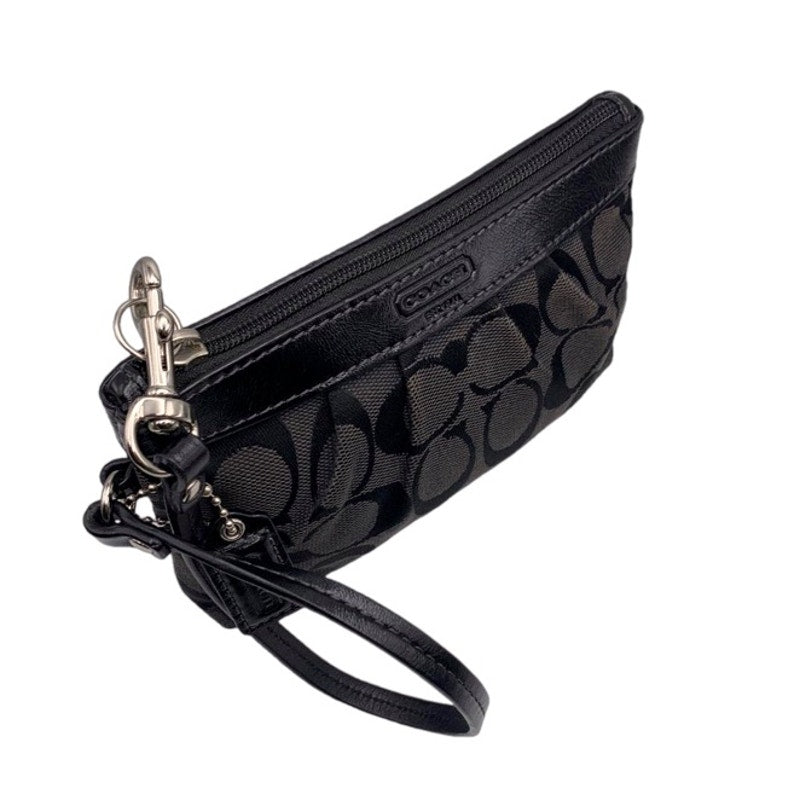 COACH Black Signature Canvas Wristlet