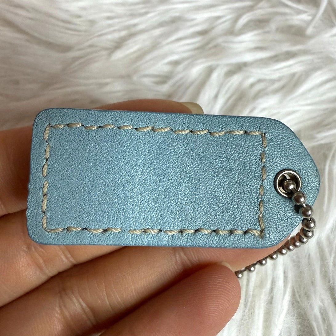 1.5" y2k COACH Blue Fob Bag Charm Hang tag Hangtag