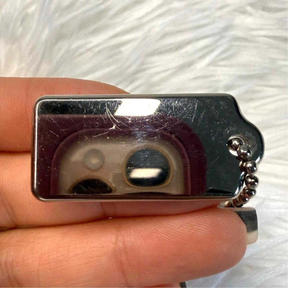 1.5" COACH Metal Silver Fob Bag Charm Hang tag Hangtag