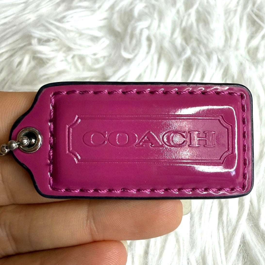2" COACH Fuchsia Fob Bag Charm Hang tag Hangtag