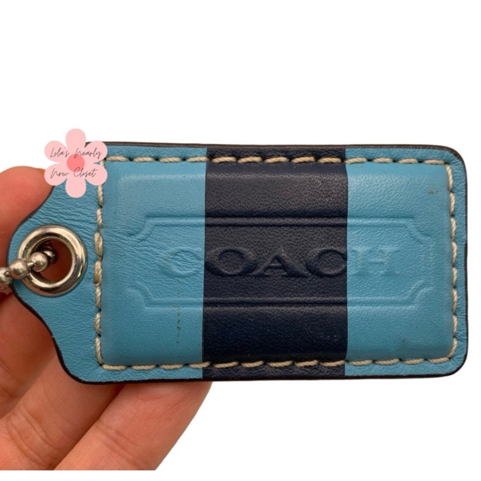2.5" COACH Blue Fob Bag Charm Hang tag Hangtag