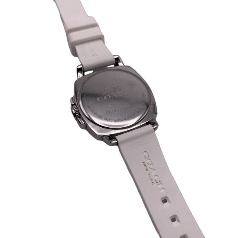 COACH Women Boyfriend Signature Watch Silicon White Silver