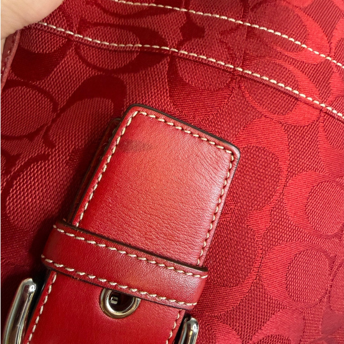 y2k Coach Vintage Soho Red Jacquard Shoulder Bag Crossbody