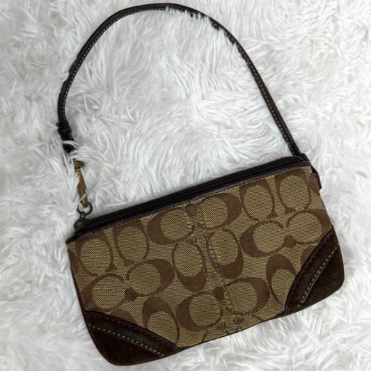 y2k Coach Brown Gold Suede Wristlet