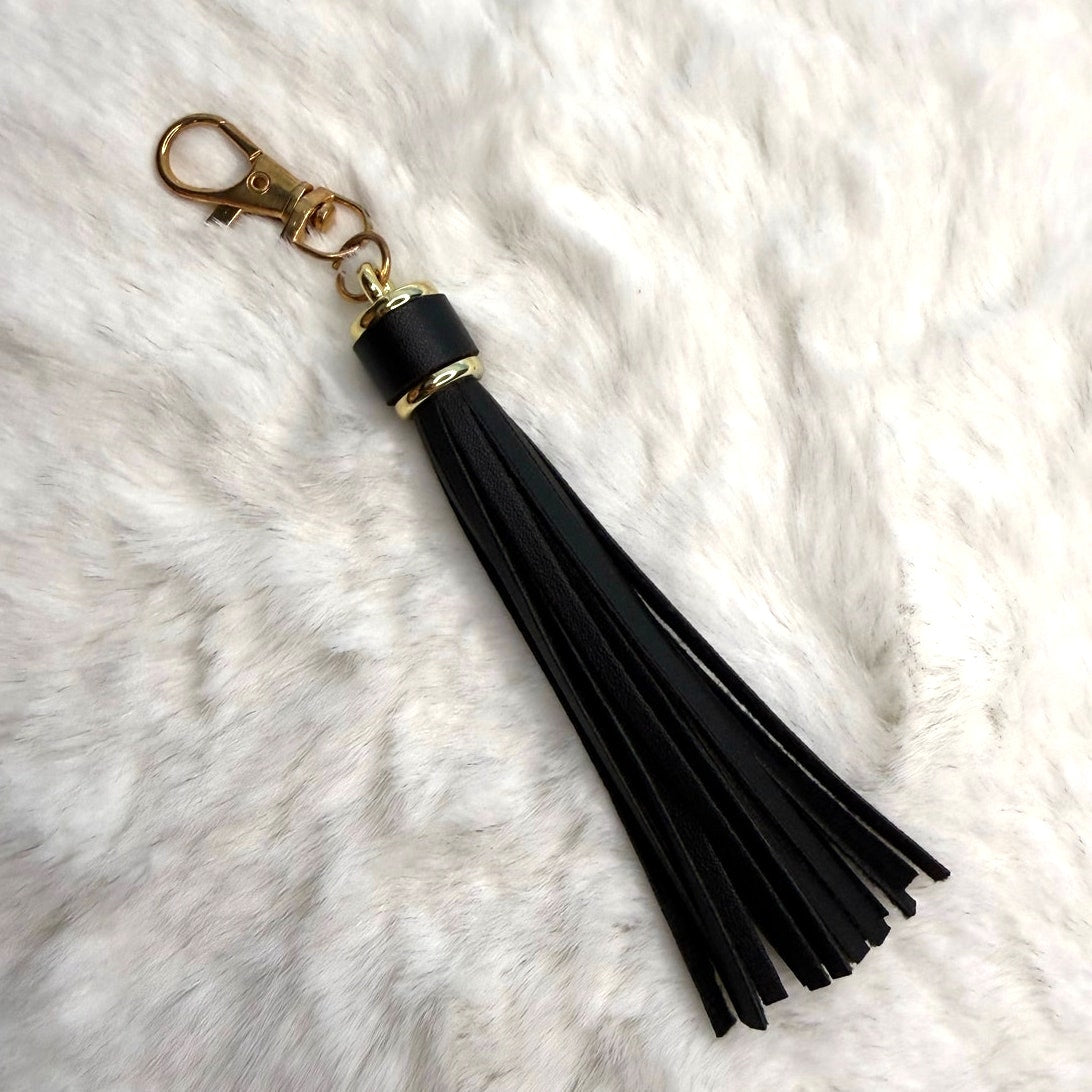 NEW Black Tassel Bag Charm Tassels Keychains Purse Fashion Charm